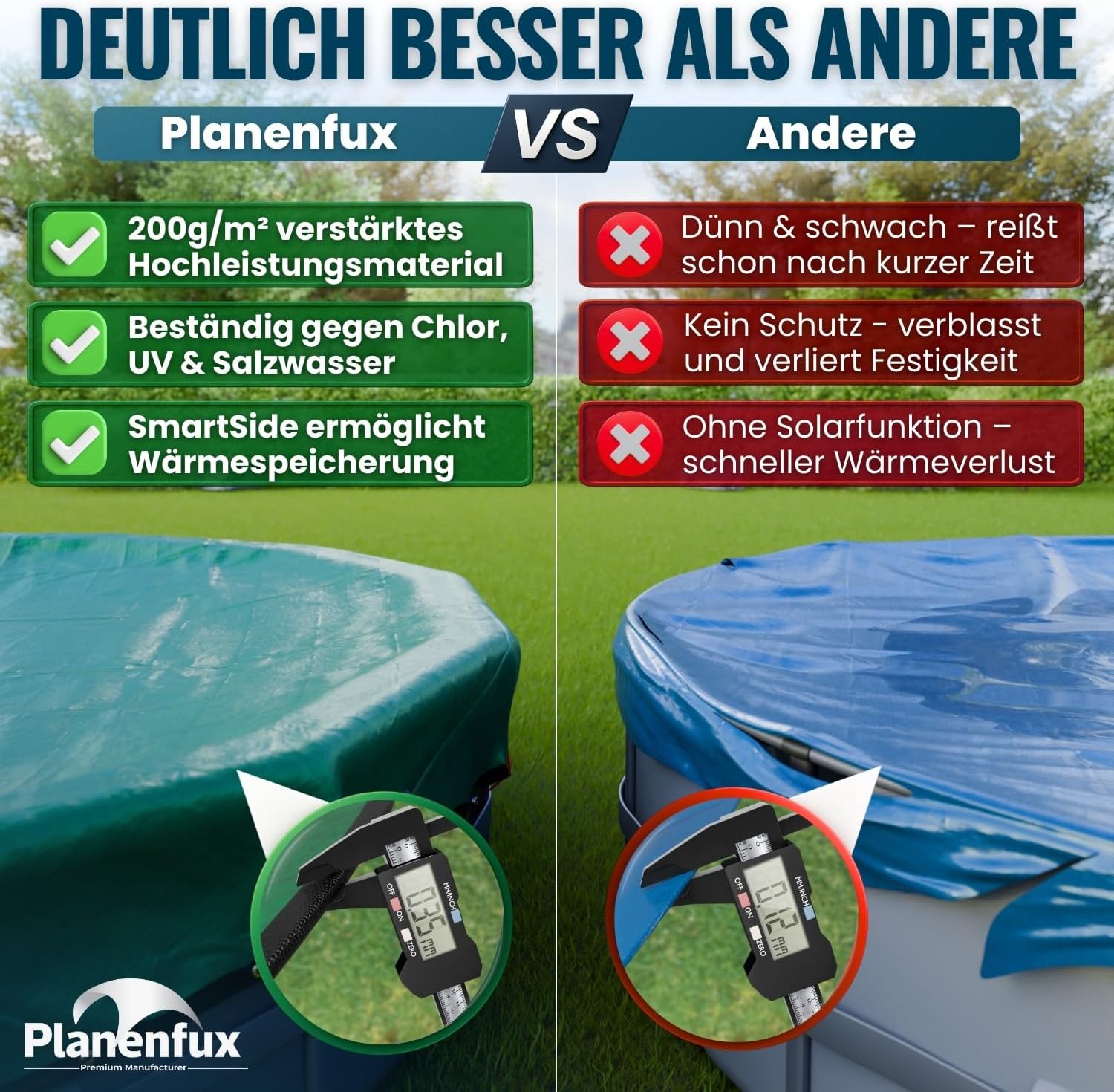 Thumbnail 2 de Planenfux Poolabdeckung rund 366 cm – Solarplane für Ø 320–366 cm Becken