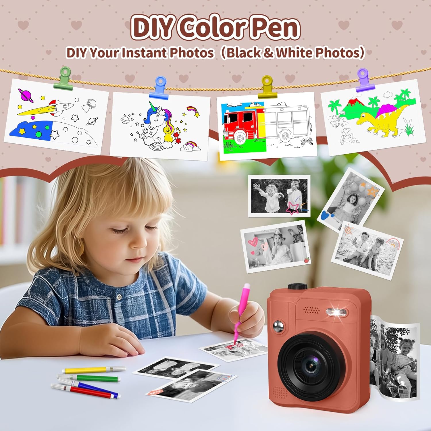 Detalle de Gofunly Sofortbildkamera Kinder mit 1080P, 32 GB Karte & Sofortdruck-Papier (3–12 Jahre)