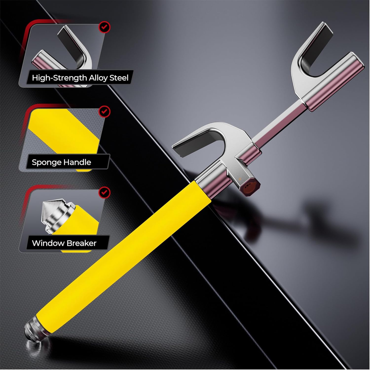 Thumbnail 5 de SURDOCA Multifunction Steering Wheel Lock – High Security Anti Theft with Window Breaker