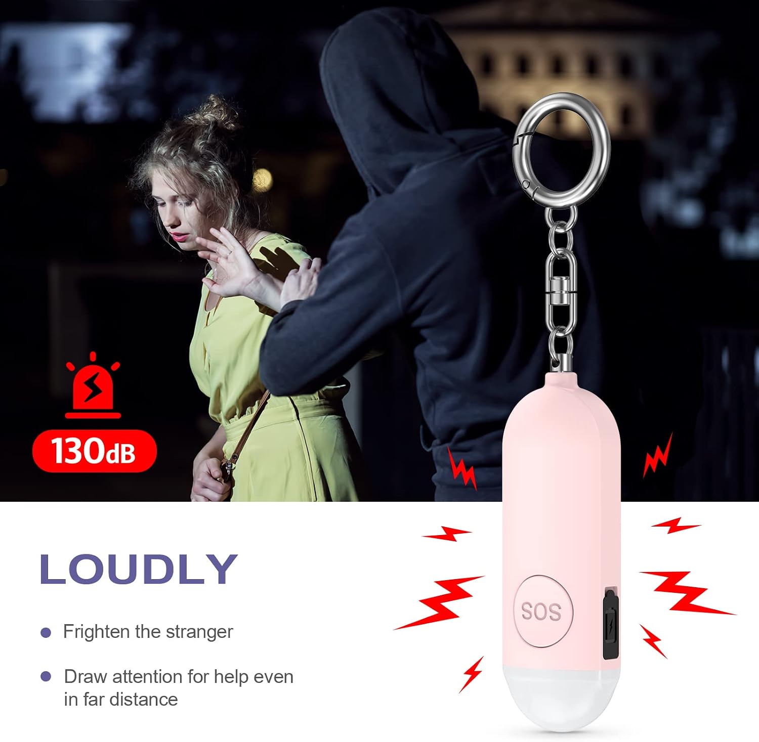 Detalle 2 de OQIMAX CP108-AU persoonlijk alarm, 130 dB, stroboscoop en USB-C