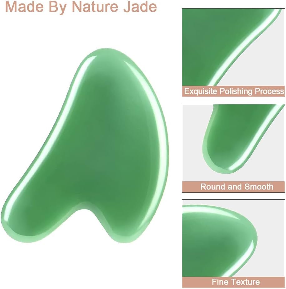 Thumbnail 3 de URAQT Gua Sha in giada naturale (2 pezzi) per viso e collo, strumento rassodante contro rughe e segni di tensione