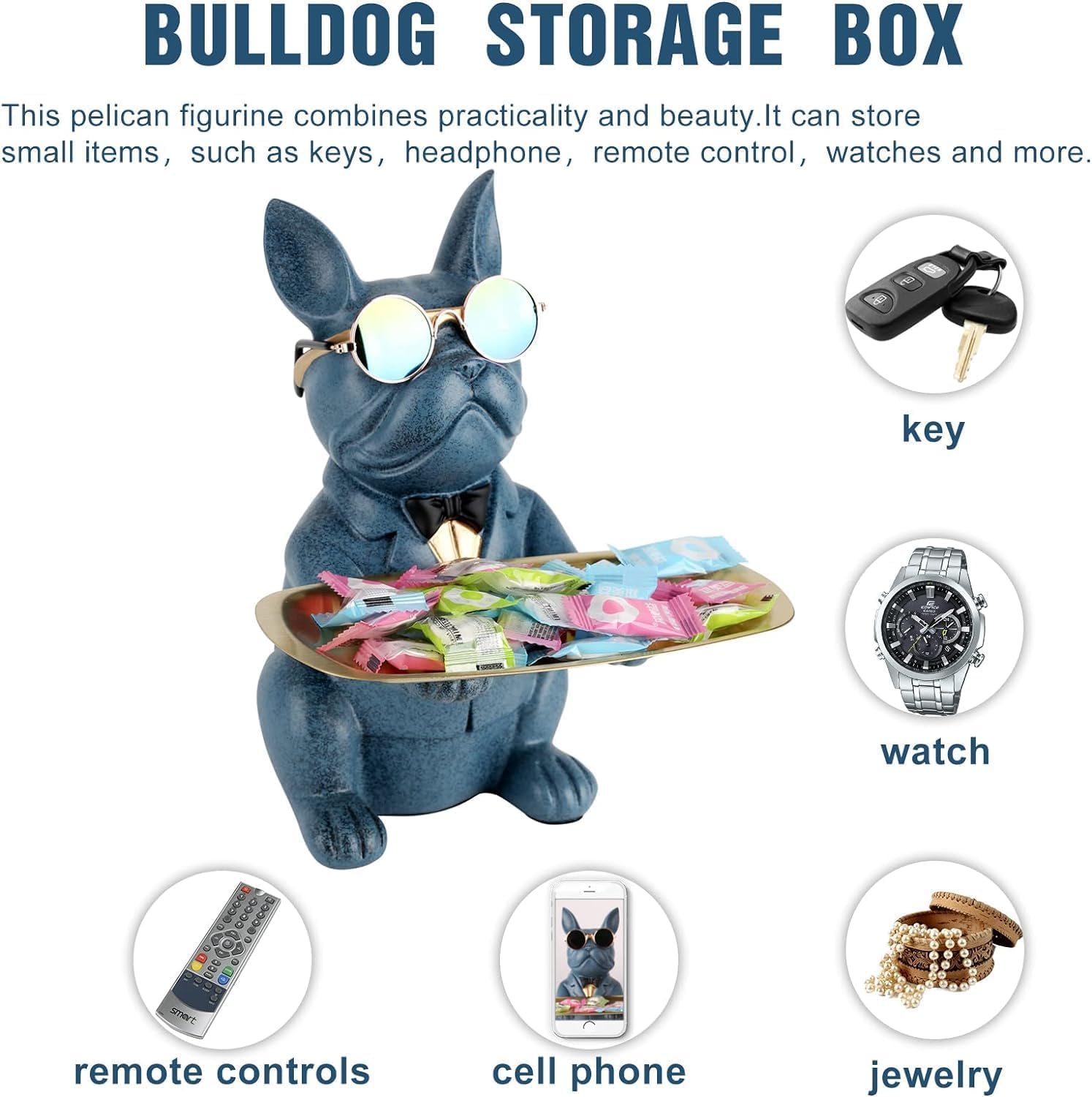 Detalle 2 de Deko Skulptur Bulldogge Schlüsselschale 🏠