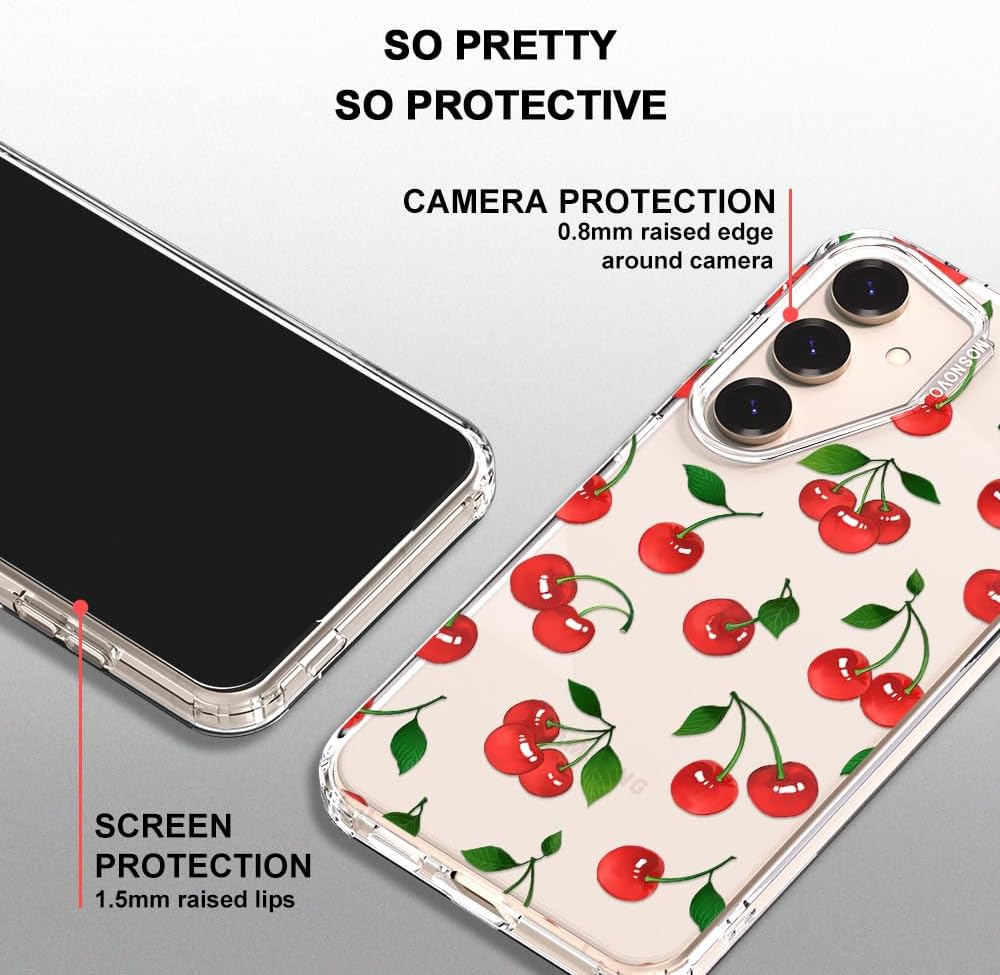 Thumbnail 3 de MOSNOVO Case for Samsung Galaxy S25 Plus / S24 Plus – Buffertech Shock-Absorbent Dual-Layer Case with Clear TPU Bumper (Cherry)