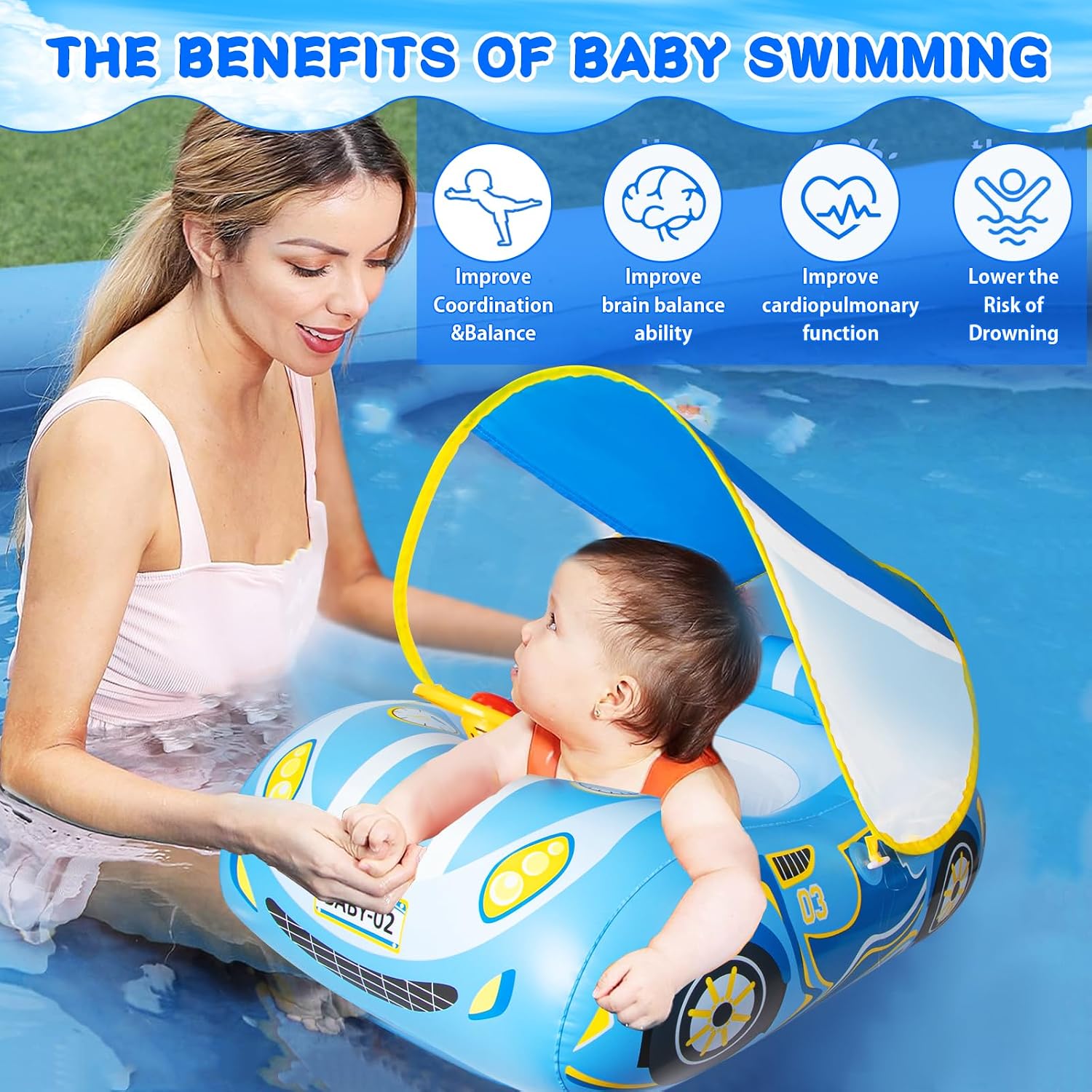 Thumbnail 4 de Flotador Bebe Ninonly con Sombrilla: seguridad y diversión en el agua para niños de 3 a 36 meses