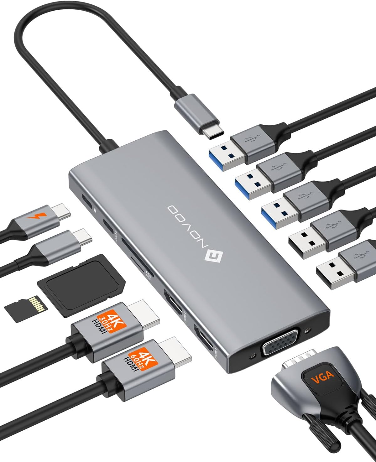 Detalle de NOVOO Station USB C 12 en 1