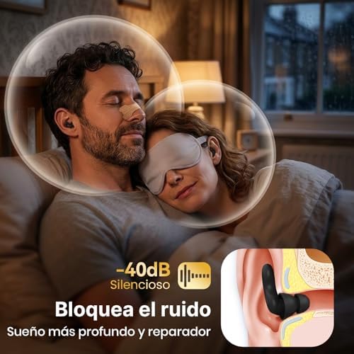 Detalle 2 de Tapones para dormir de silicona suave de Relaxcharm — 5 tallas y estuche compacto