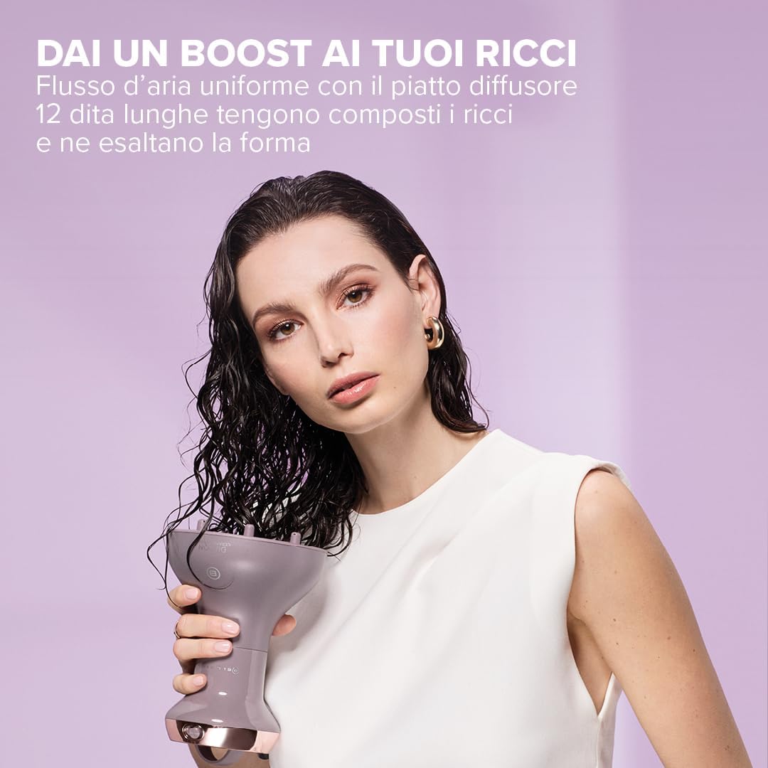 Detalle 2 de Bellissima Imetec Diffon Ceramic & Argan – Diffusore per ricci con olio di argan, azione anti-crespo e doppio voltaggio