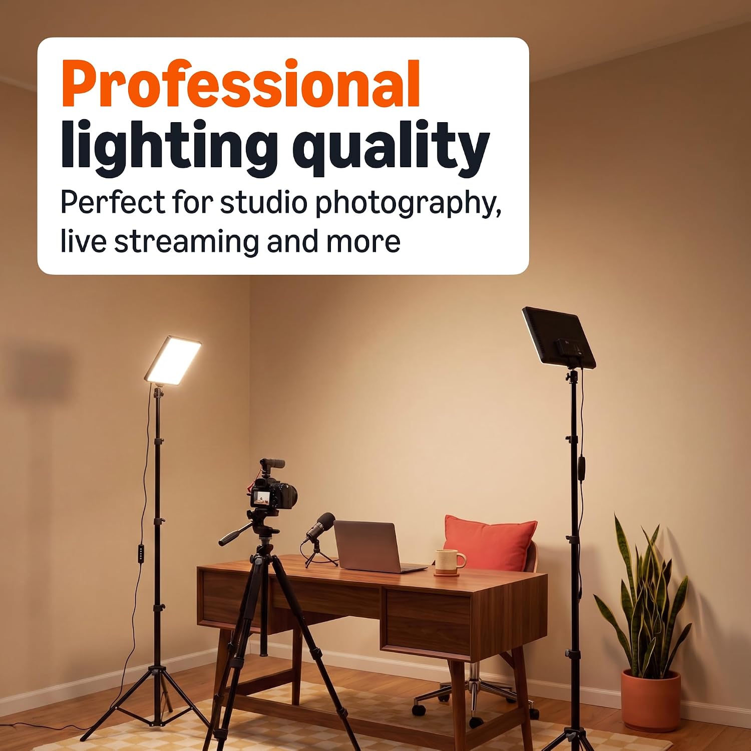 Detalle de Amazonベーシック 撮影用ライト RGB LED照明キット 2個セット・調整可能三脚付き