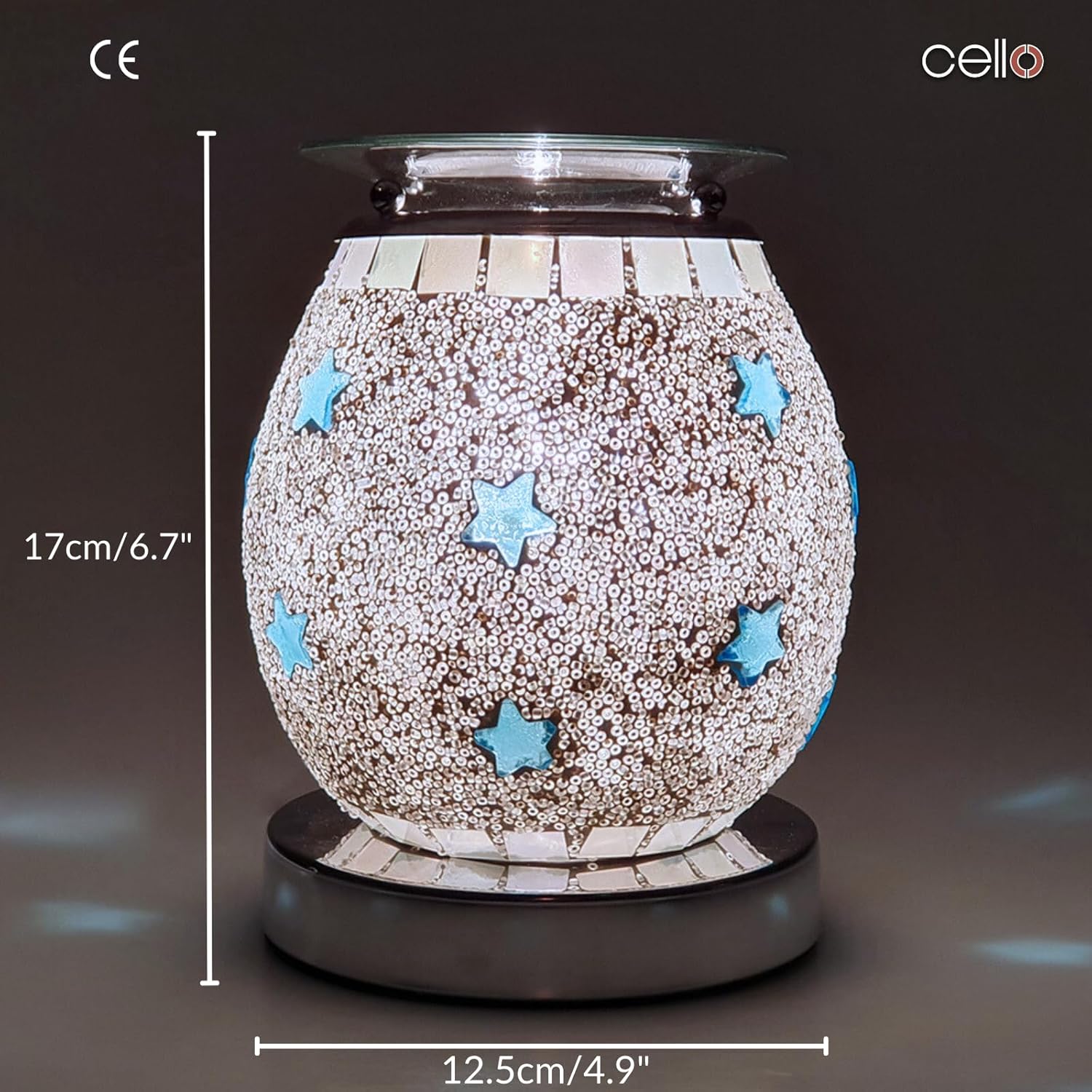 Thumbnail 1 de Cello Blue Star Mosaic Touch Electric Wax Melt & Oil Burner (Touch Control, Night Light)