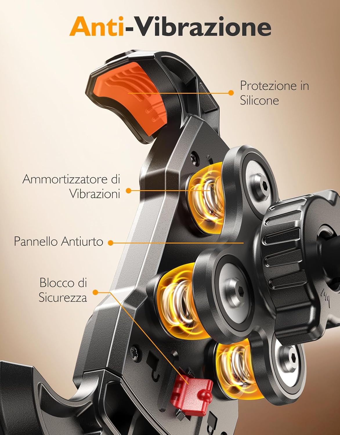 Thumbnail 1 de Rolgno Porta Cellulare Moto — Supporto manubrio 360° con assorbimento Vibrazioni e installazione senza attrezzi