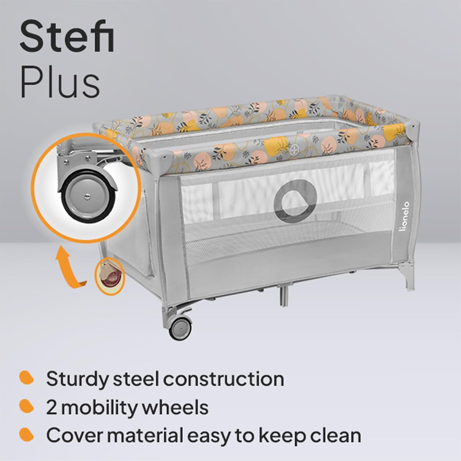 Thumbnail 3 de Lionelo STEFI Plus Travel Cot: Portable Nursery Safe for 0–36kg with 2-Level Mattress