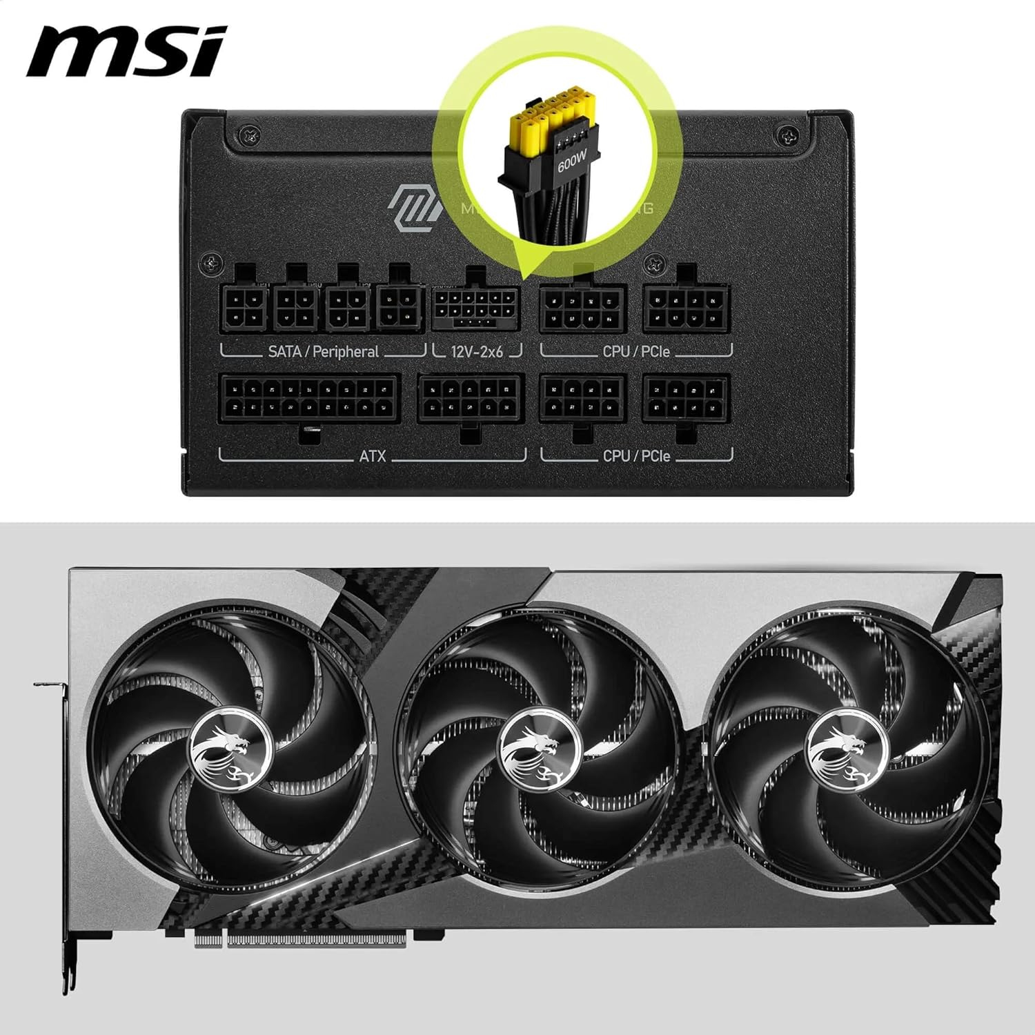 Thumbnail 3 de MSI MAG A850GLS PCIE5 Netzteil (850 W, ATX 3.1, 80 Plus Gold) mit nativen 12V-2x6 Anschlüssen