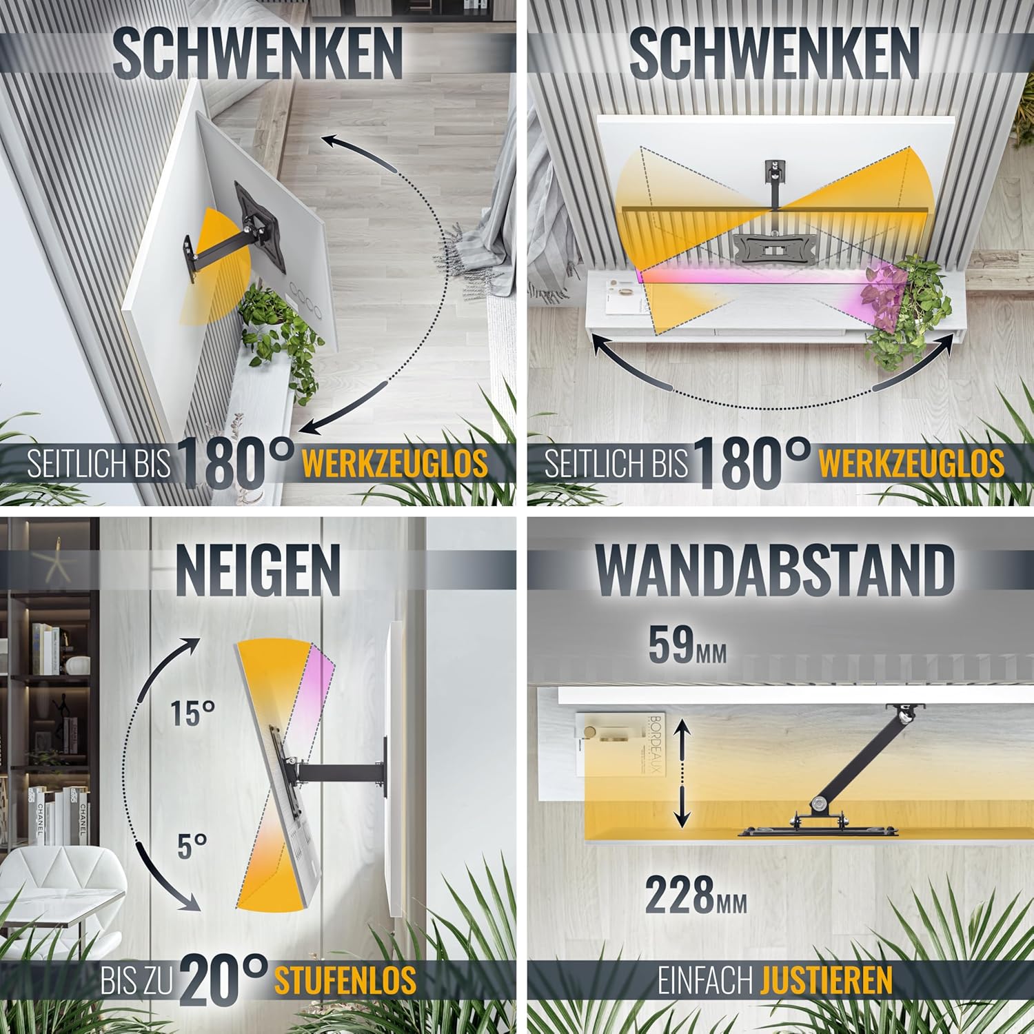 Thumbnail 2 de Support mural TV RICOO Support Murale S1222 orientable et inclinable (30 à 55")
