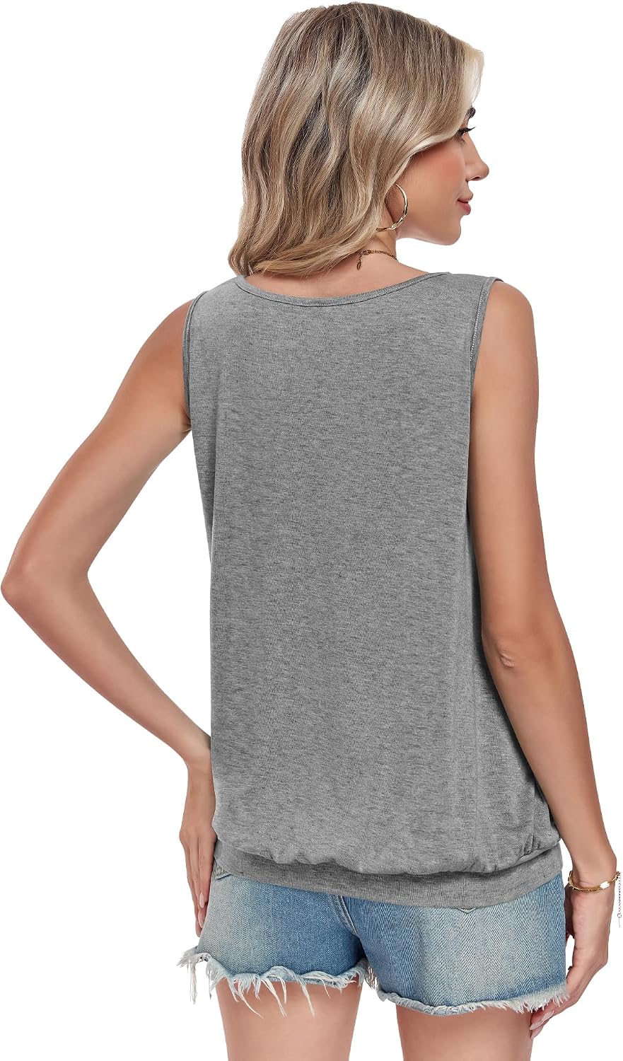 Detalle 2 de WNEEDU Women’s V-Neck Sleeveless Vest Tank Top (S–XXL)