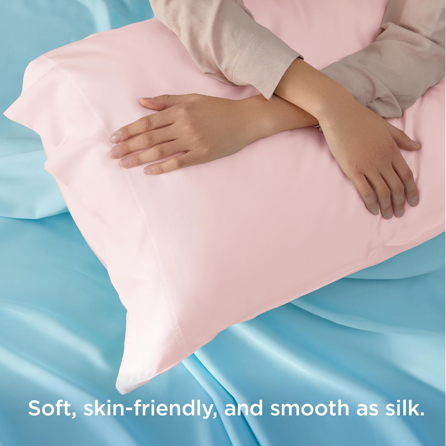 Detalle de Bedsure King Pillowcases, Bamboo-Derived Rayon, Cooling Feel, Pink, Set of 2