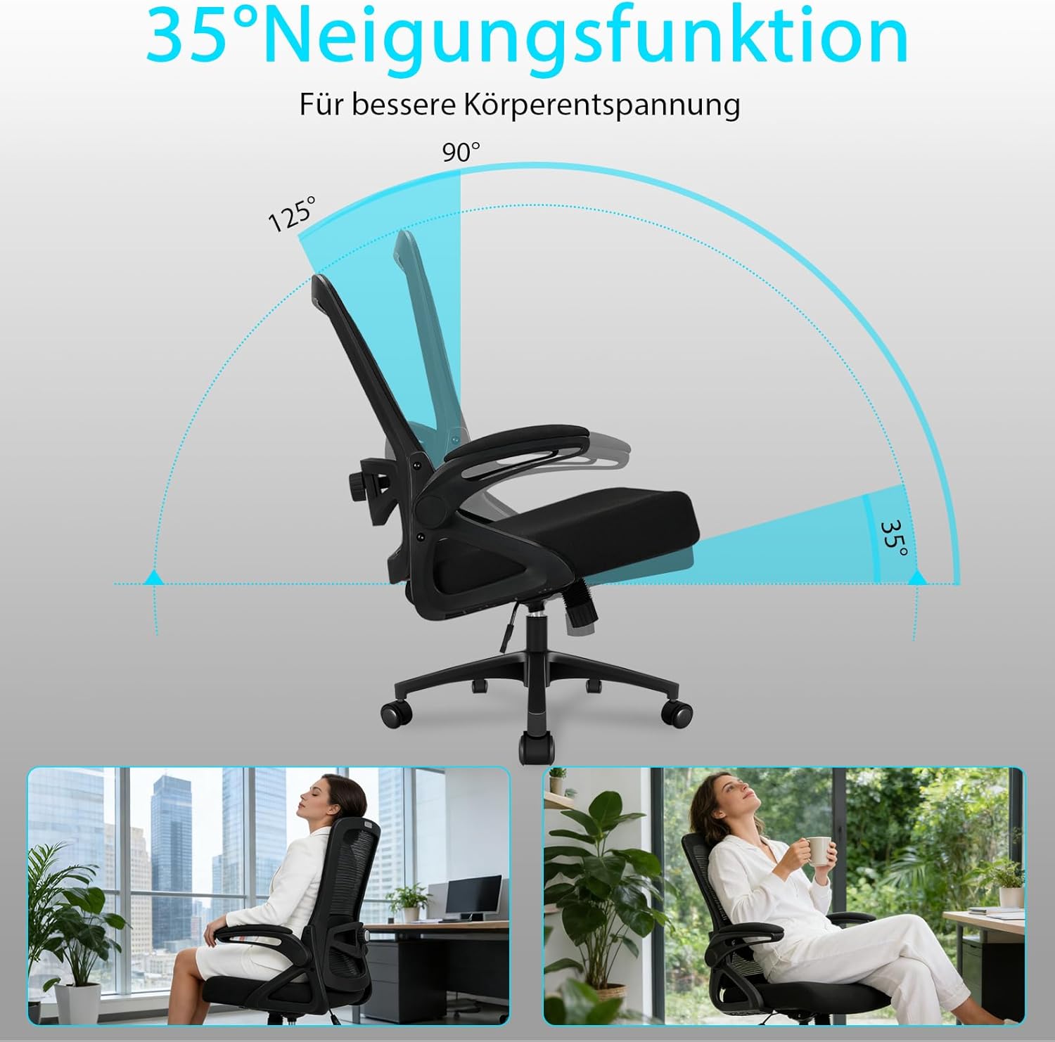 Detalle 1 de Milacyee Bürostuhl mit 4D-Lendenstütze