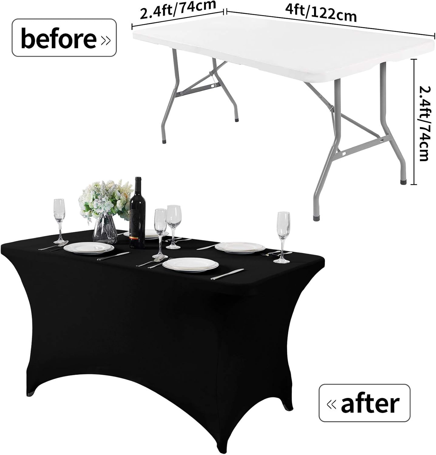 Detalle 2 de Hezuzo Spandex Table Cover 6ft Black