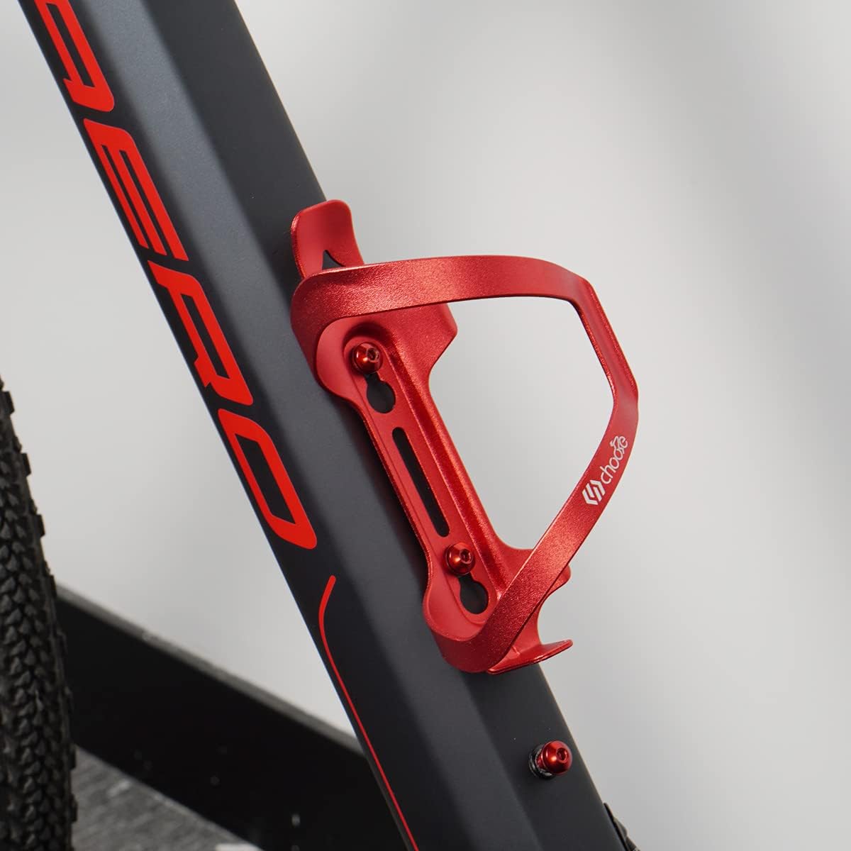 Detalle de Chooee Fahrrad Flaschenhalter – seitlich einsetzbar, Aluminium, Rot