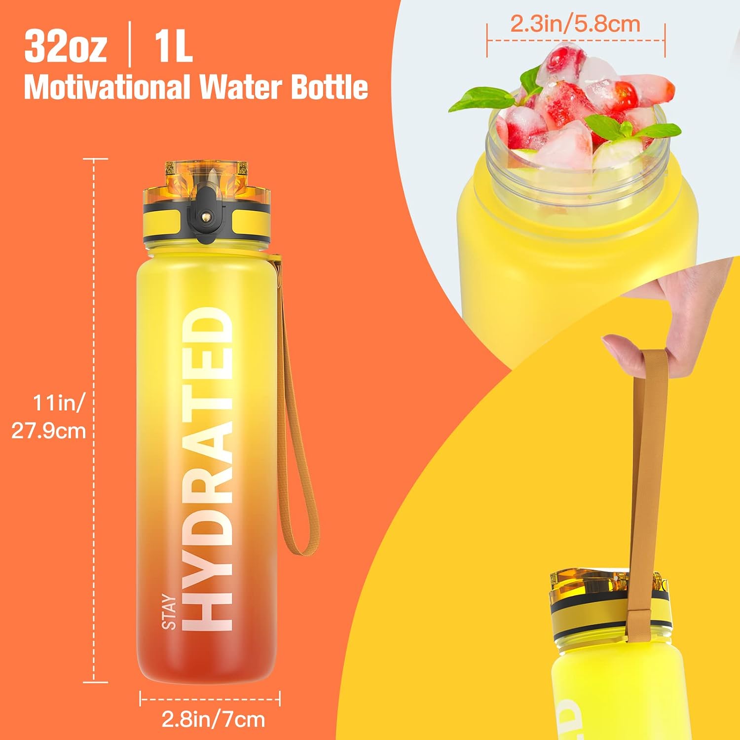 Detalle 1 de Sahara Sailor WBW001 Tritan Water Bottle, 32 oz with Time Markers