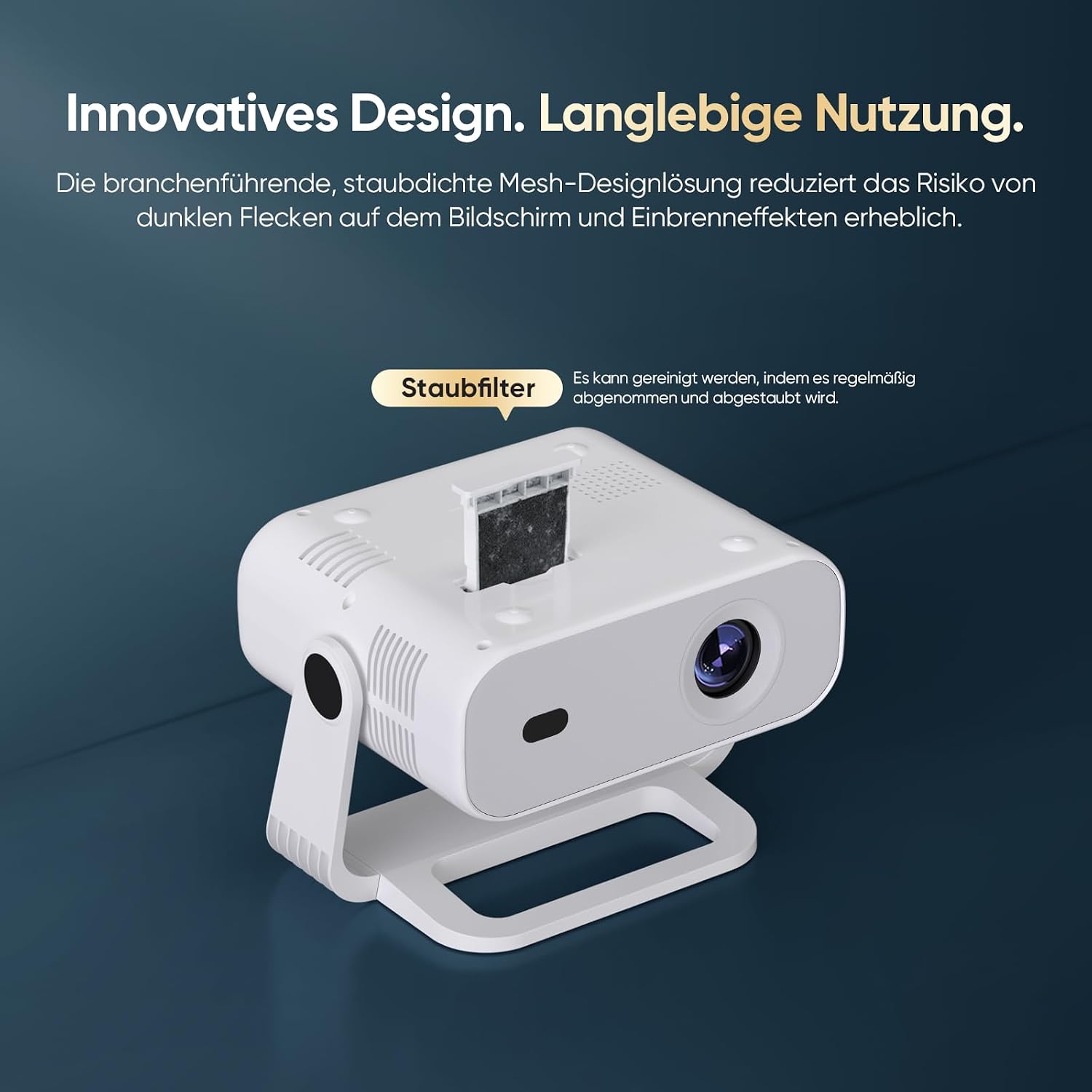 Detalle de Wielio Neuer Smart Mini Beamer mit integrierter App – Android 14, 1080p/4K-Dekodierung, WiFi6 & BT5.2