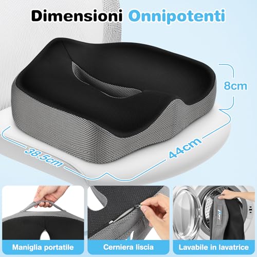 Detalle de POOTACK Cuscino Sedia Ufficio: Comfort memory foam e versatilità per ufficio, auto e casa