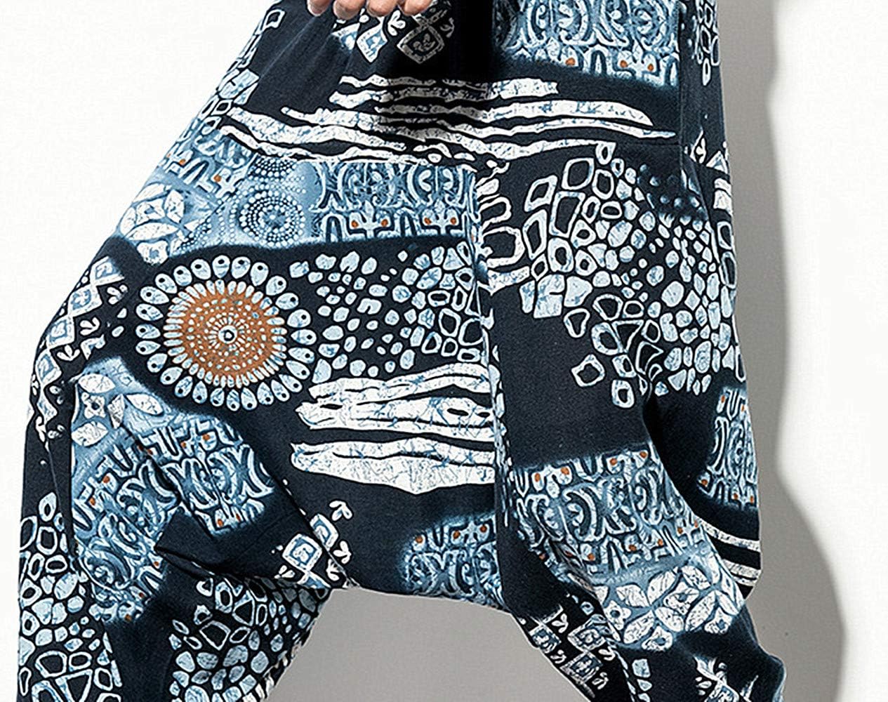 Detalle 1 de perdontoo Men’s Casual Harem Pants with Fancy Print and Wide-Leg Fit