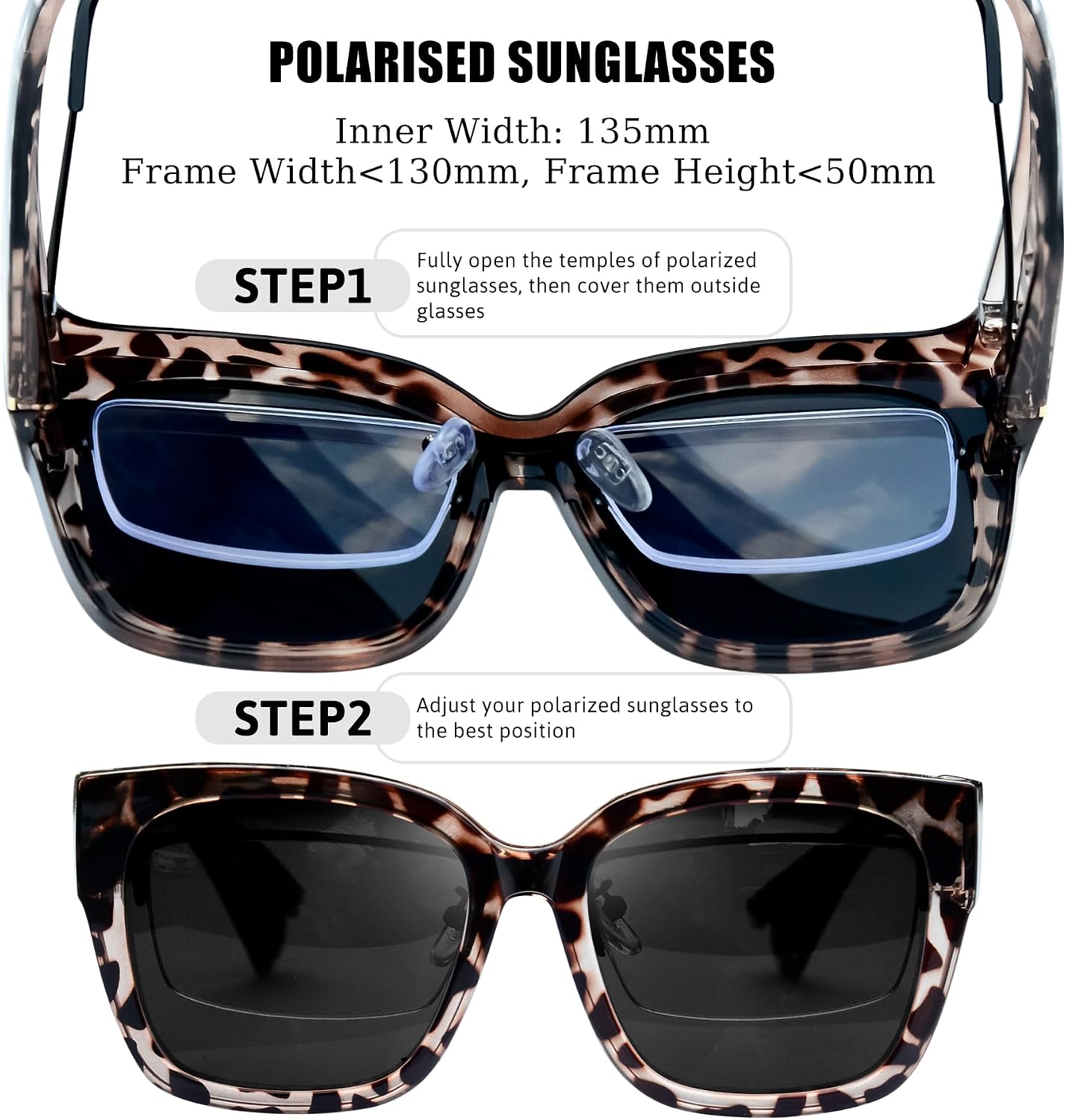 Thumbnail 3 de KANASTAL Übergröße Fit-Over Sonnenbrille für Brillenträger (polarisiert, UV400, quadratisch)