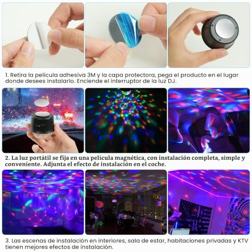 Thumbnail 6 de URAQT Bola de discoteca RGB recargable, 2 unidades con activación por sonido