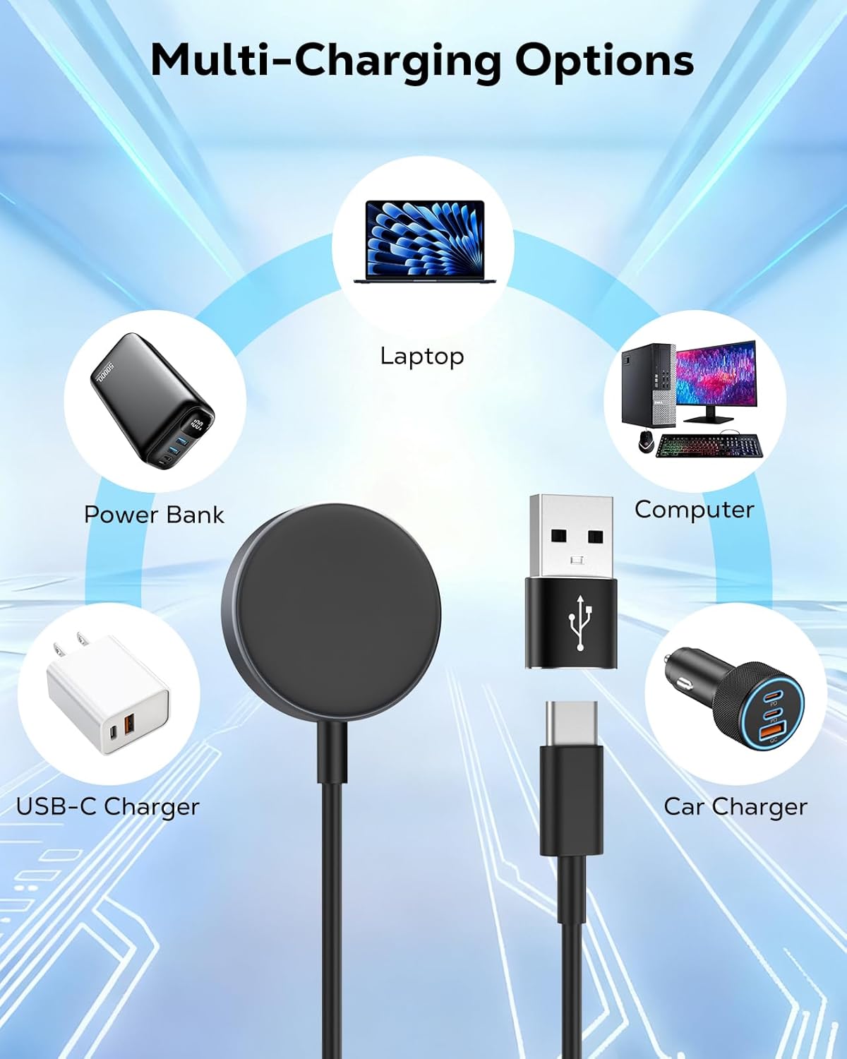 Detalle de MoKo Type-C Galaxy Watch Charger: Magnetic, Universal, with 1m Cable