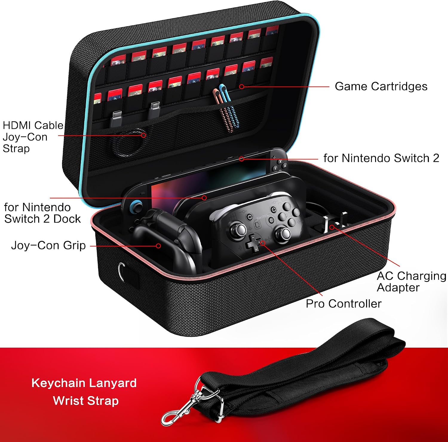 Thumbnail 3 de ivoler Carrying All-in-One Case for Nintendo Switch 2, 20-game pouch