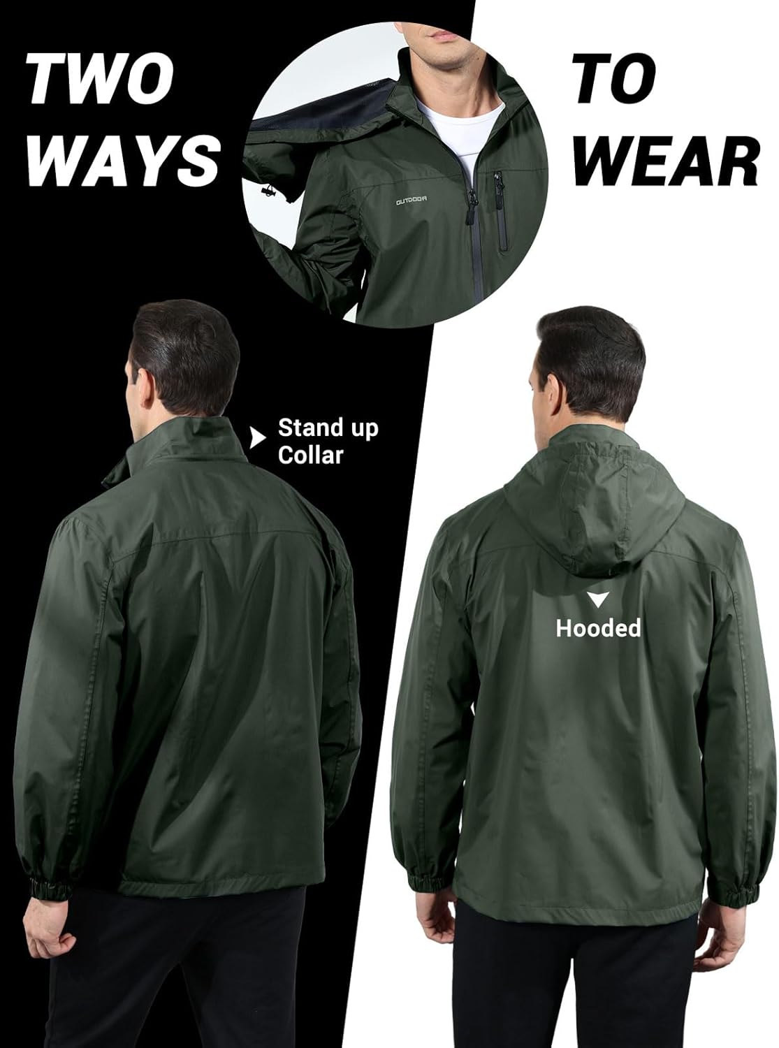 Detalle de Halfword Outdoor Jacke Herren Softshelljacke mit Kapuze – Wind- und Wasserdicht