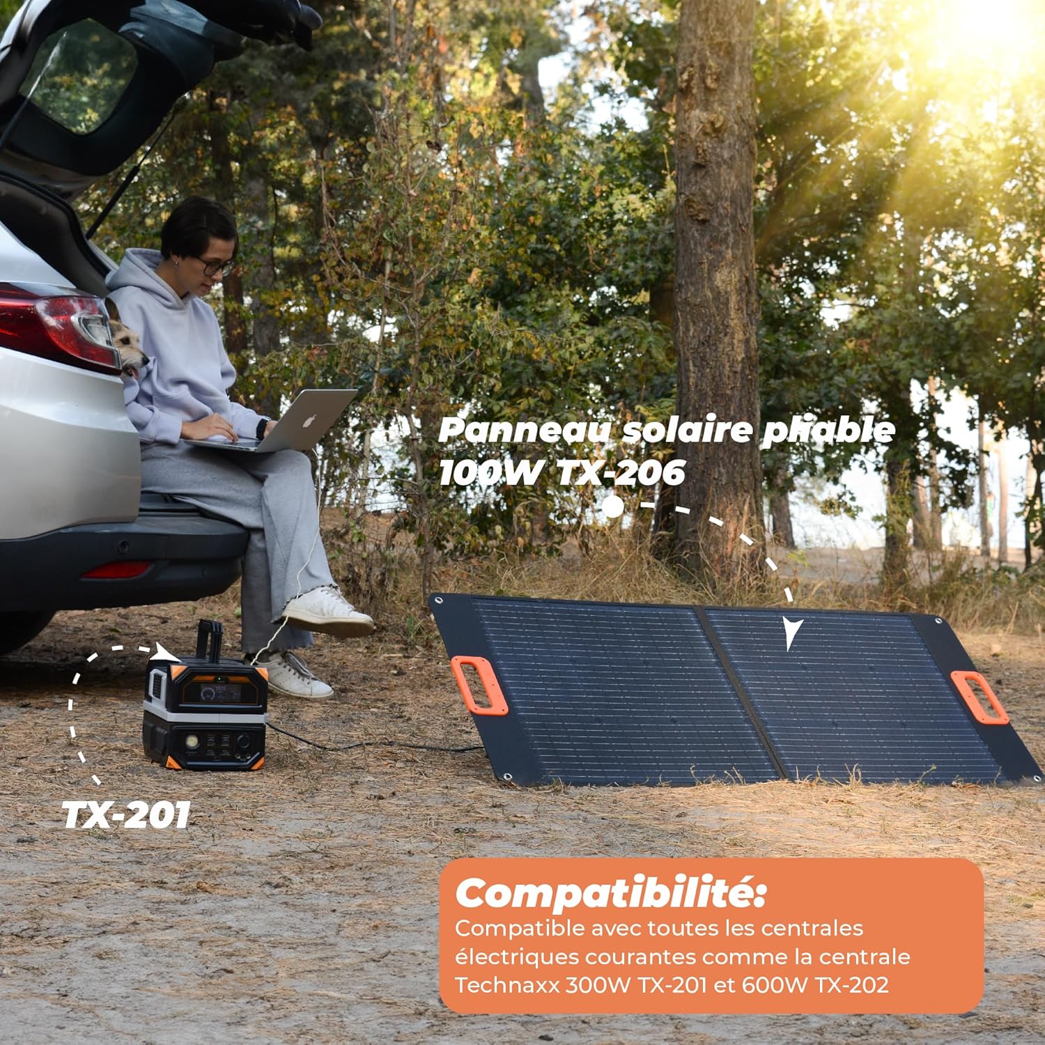 Thumbnail 4 de Technaxx TX-206 — panneau solaire pliable 100W monocristallin pour stations électriques (USB-A/USB-C/XT60/MC4/Anderson)