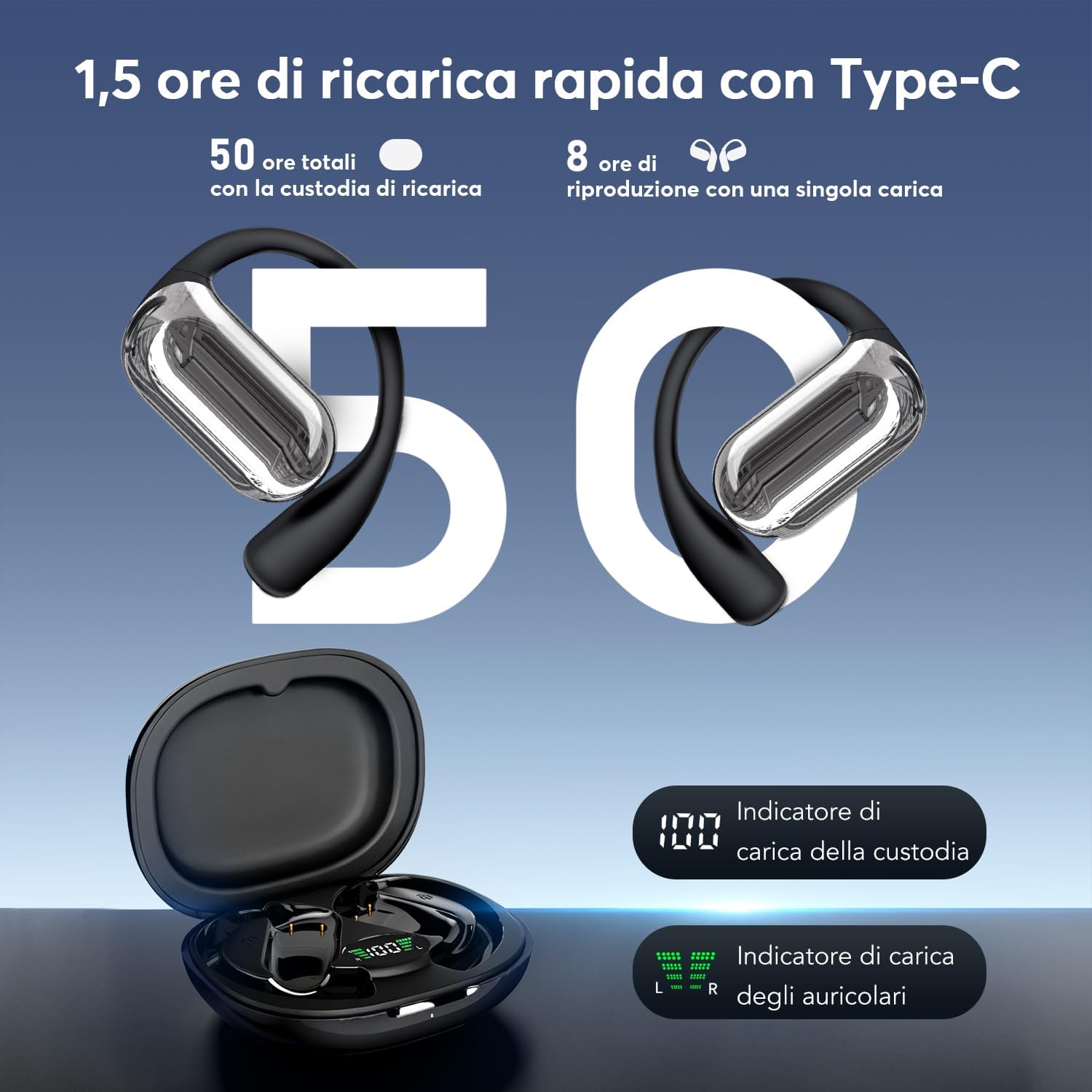 Thumbnail 5 de AI Cuffie Traduzione Simultanea 188 Lingue – 4 in 1, Bluetooth 6.1, 60h, Open-Ear
