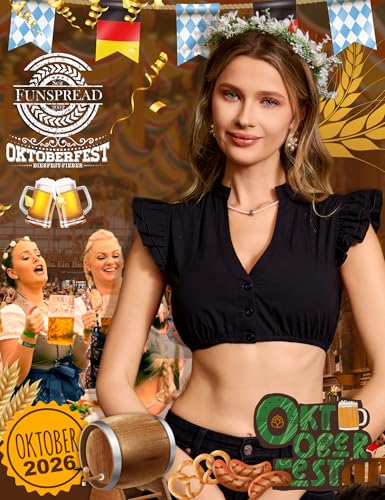 Thumbnail 1 de Funspread Dirndl Bluse Damen Weiß – Kurzarm, V-Ausschnitt, 100% Baumwolle