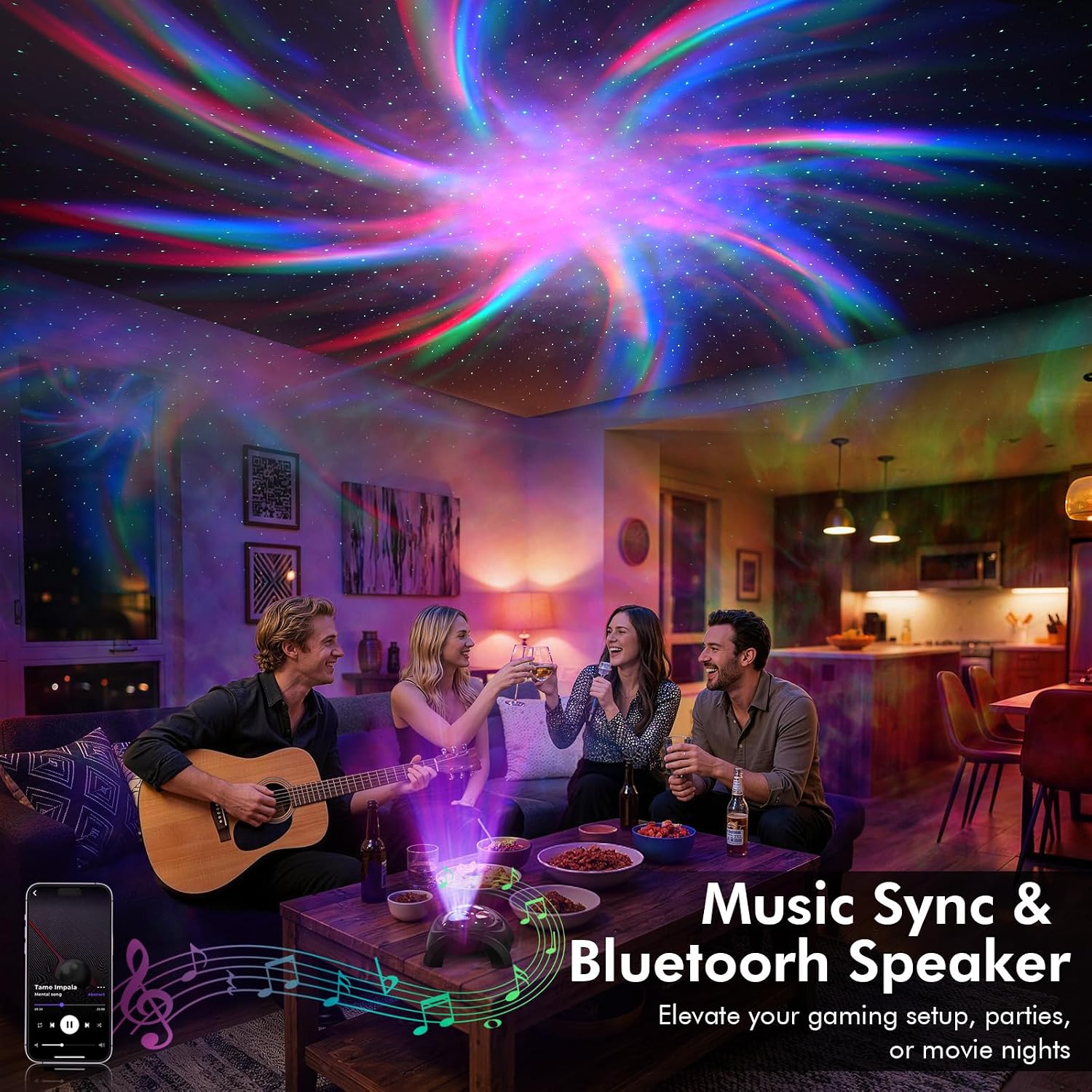 Detalle de Rossetta Dual Lens Galaxy Star Projector with 58 Light Effects, Bluetooth