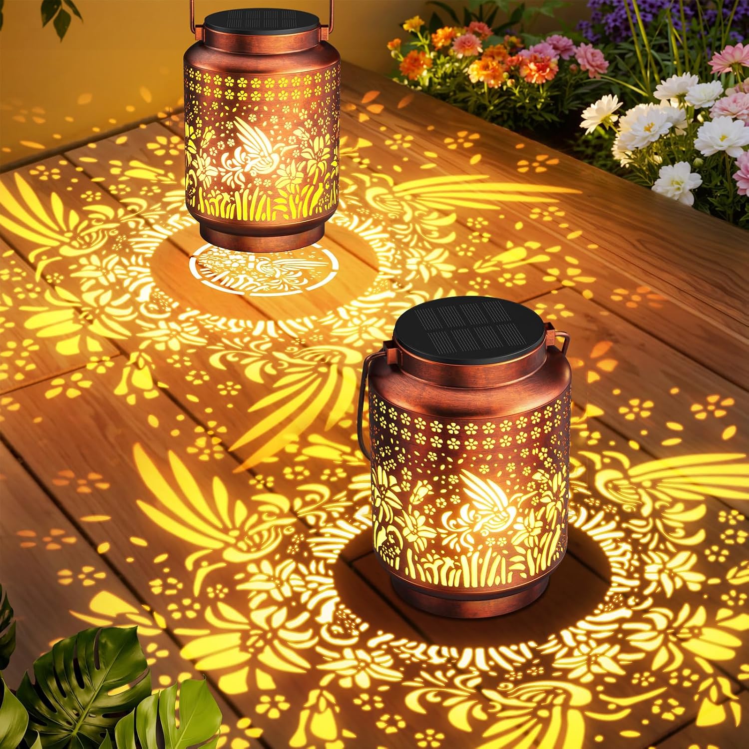 Detalle de BUCASA 2 Pack Hummingbird Solar Lanterns