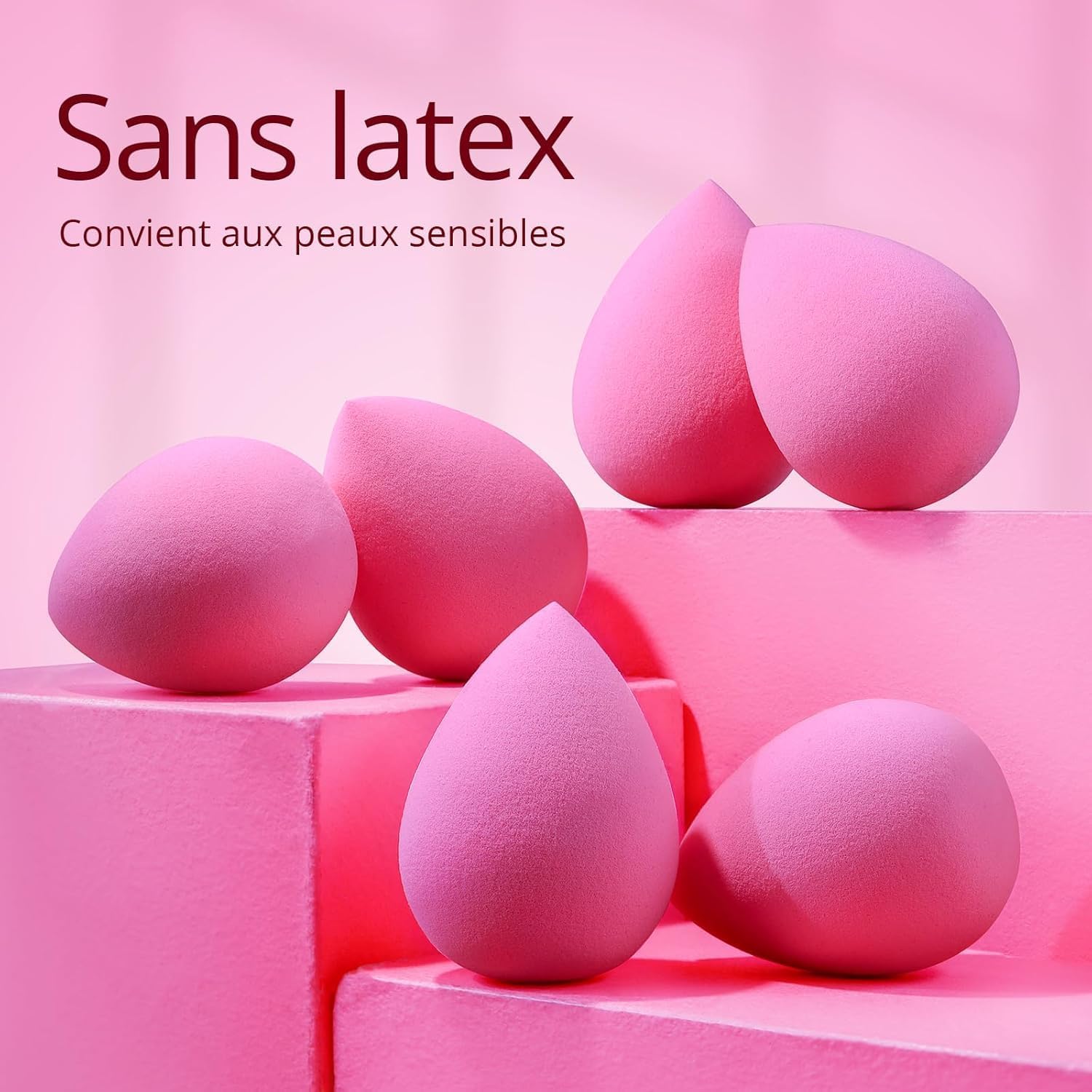 Detalle 2 de BEAKEY Lot de 6 Éponges de Maquillage – Applicateurs polyvalents pour fond de teint et cosmétiques