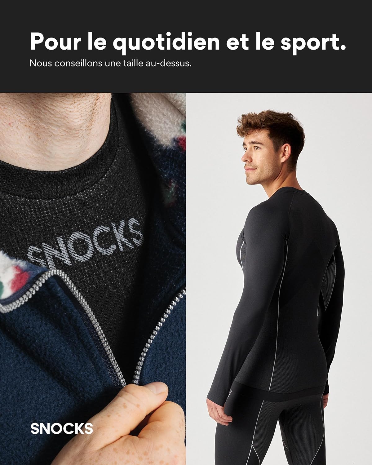 Thumbnail 4 de Snocks Ensemble thermique homme S-3XL pour ski