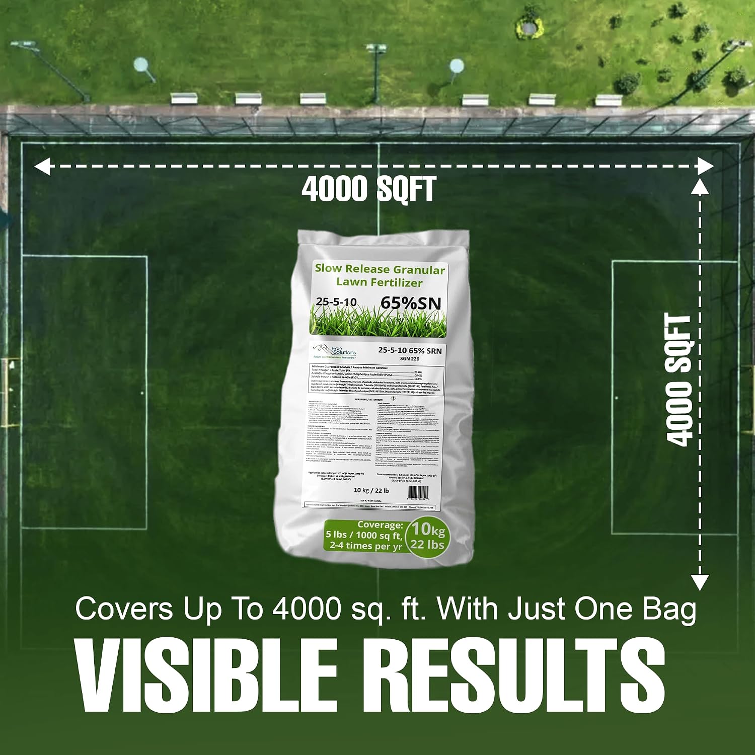 Detalle de Eco Solutions SRGF Slow-Release Lawn Fertilizer, 25-5-10 NPK, Feeds up to 110 Days