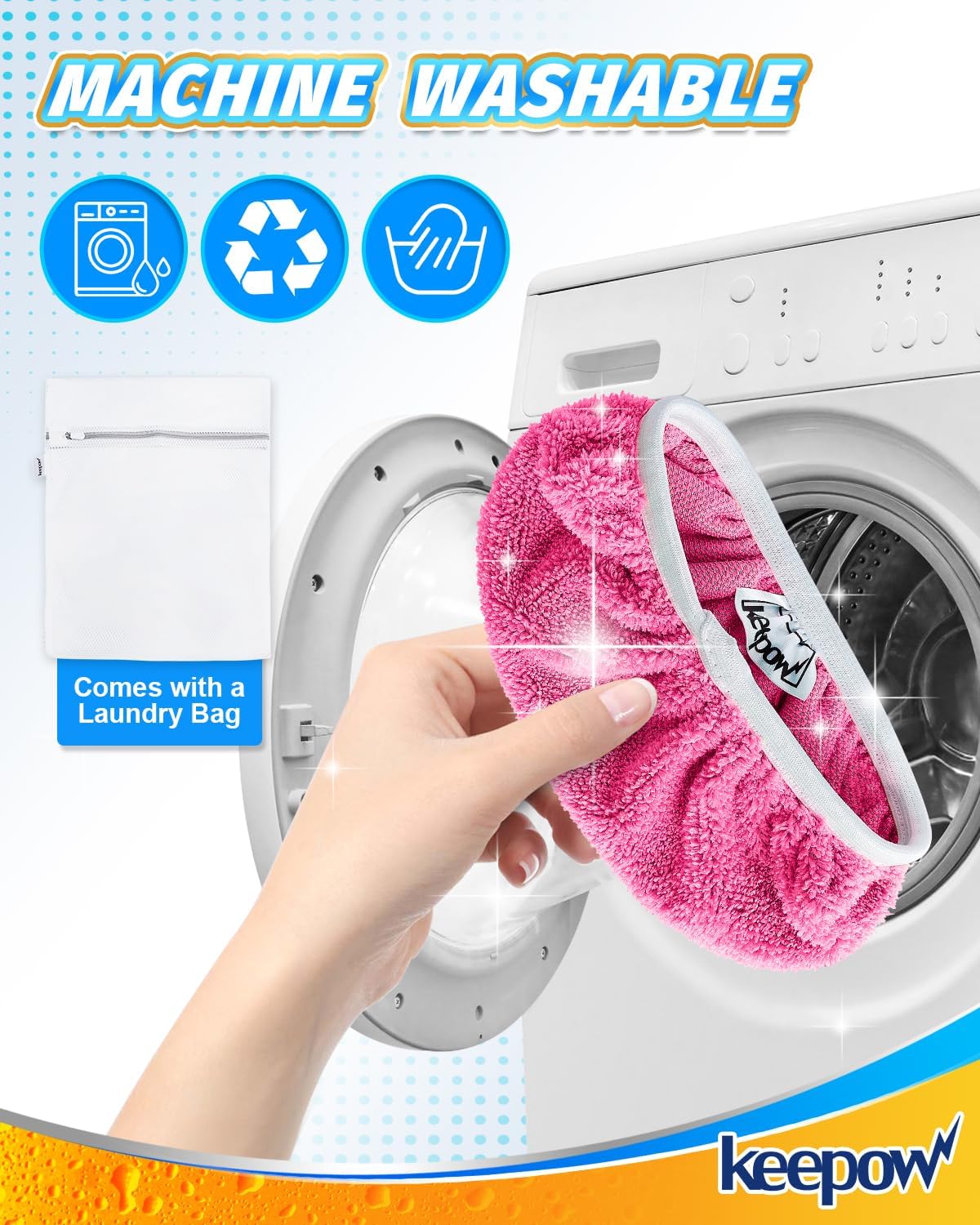Detalle 2 de Keepow 5701MCA8 Reusable Mop Pads, 8 Pink Coral Fleece Covers