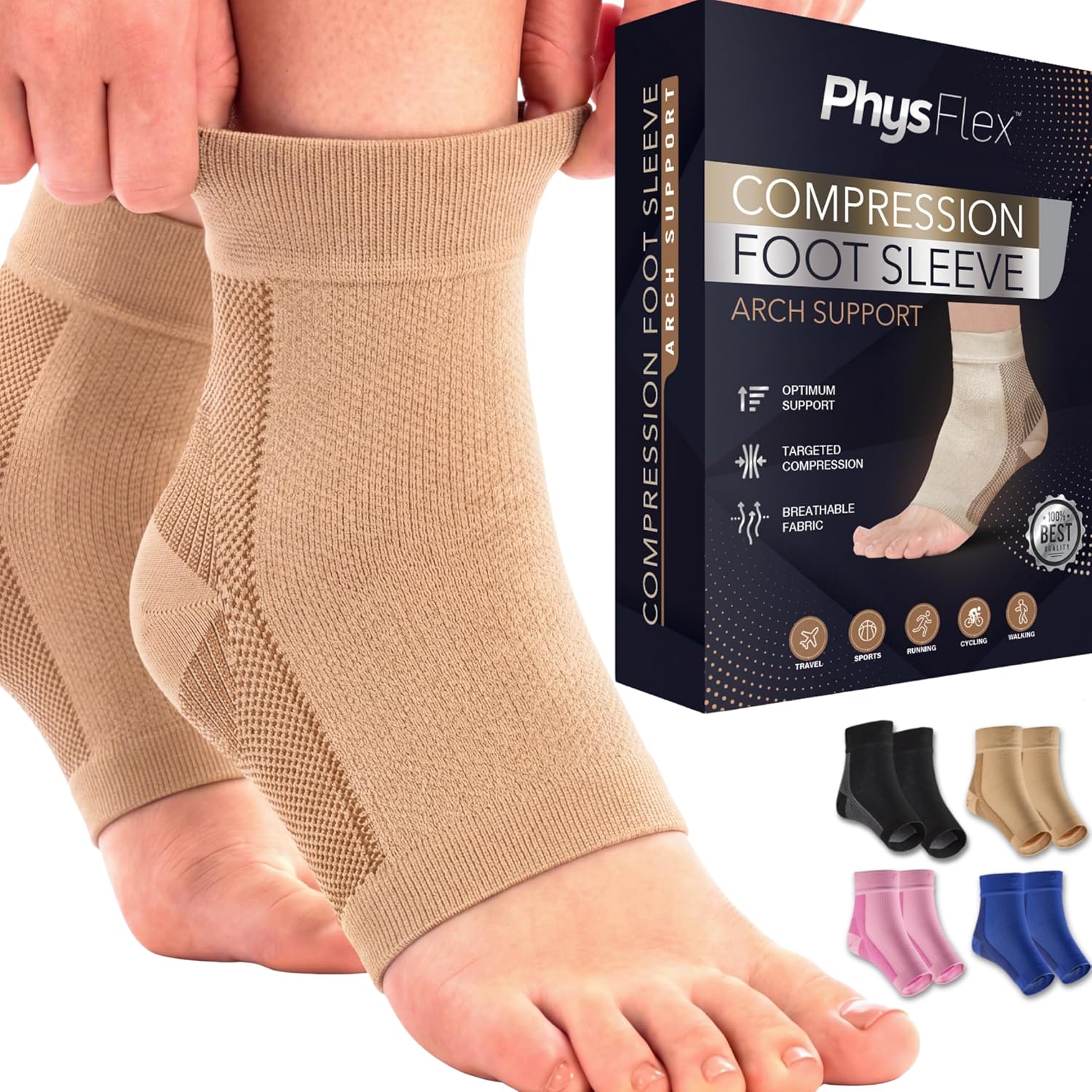 Detalle de Compression Socks 20-30mmHg for Plantar Fasciitis & Foot Pain Relief – Ankle Compression Sleeve (Pair)