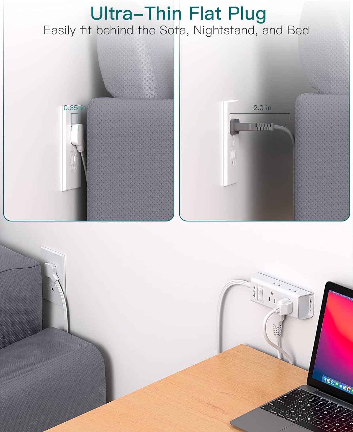 Thumbnail 1 de Addtam Cruise Essentials 5 ft Power Strip 🔌