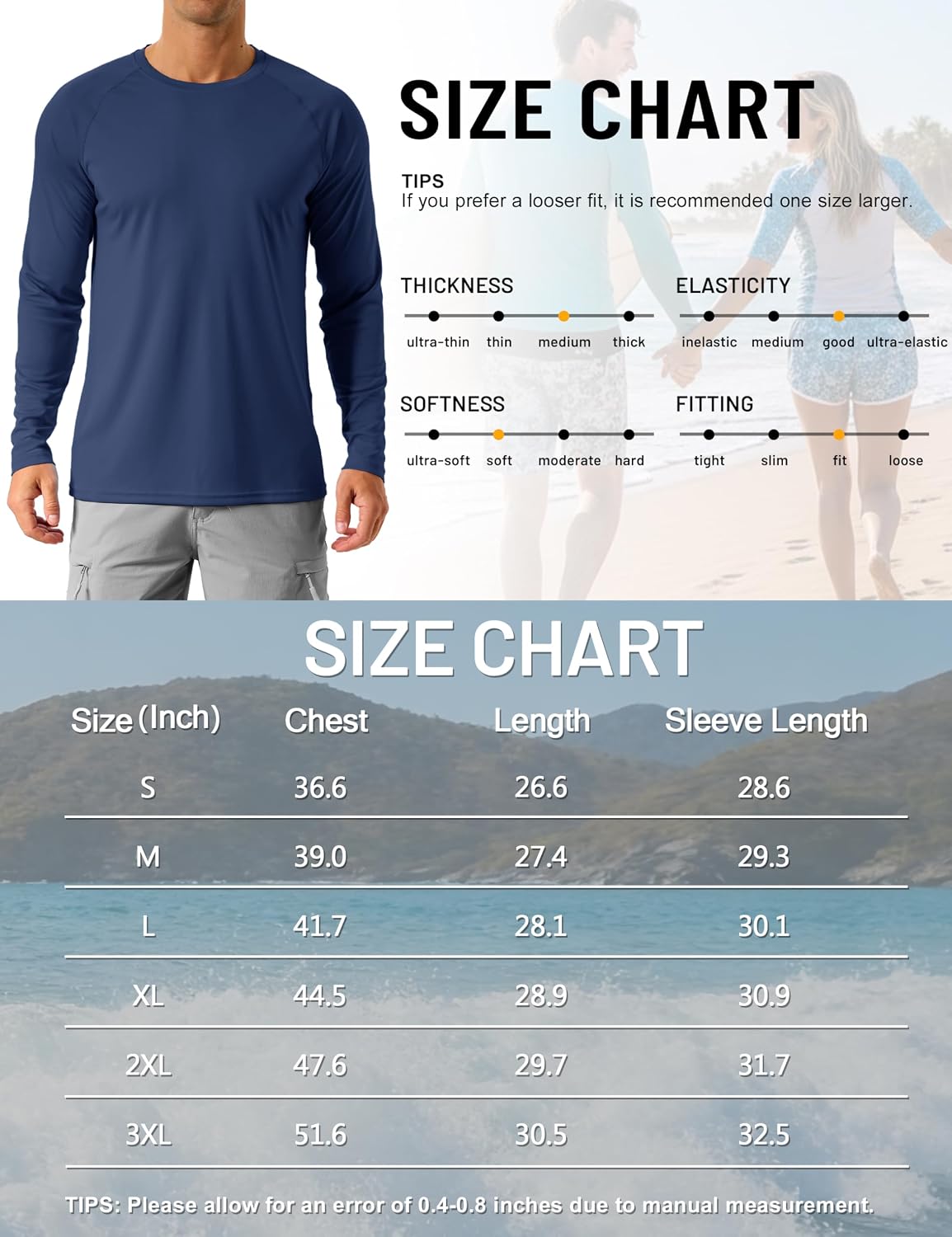 Thumbnail 6 de TACVASEN Men’s UPF 50+ long sleeve UV protection T-shirt for hiking, walking and outdoor days