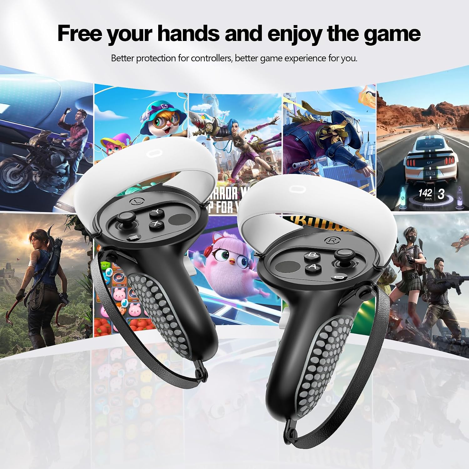 Detalle de AMZDM CGNI-G Controller Grips for Meta Quest 2 with Silicone Covers and Joystick Caps