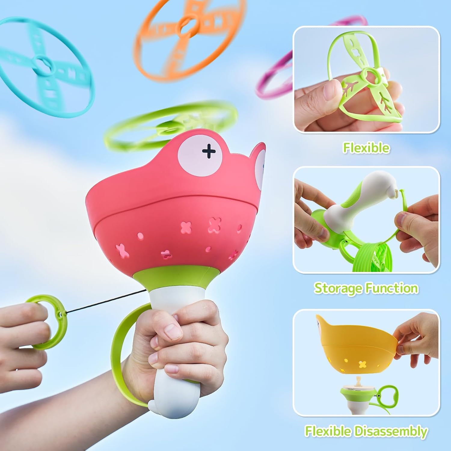 Thumbnail 2 de Outdoor Spielzeug für Kinder ab 4–8 Jahre: Fliegende Untertassen Launcher mit 3 Packs & 32 Scheiben