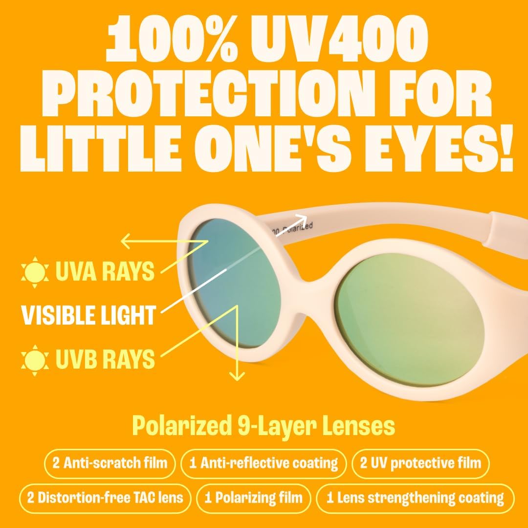 Detalle de BABY SUNNIES Occhiali da sole polarizzati per bambini con cinturino (0–24 mesi) – infrangibili e flessibili