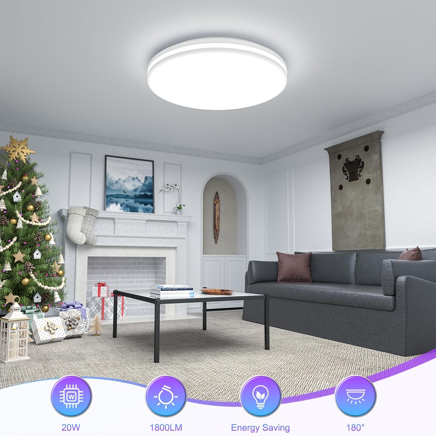 Detalle de LED Deckenleuchte 20W (Bad, IP44) – runde Badezimmerlampe kaltweiß 5000K, 26 cm