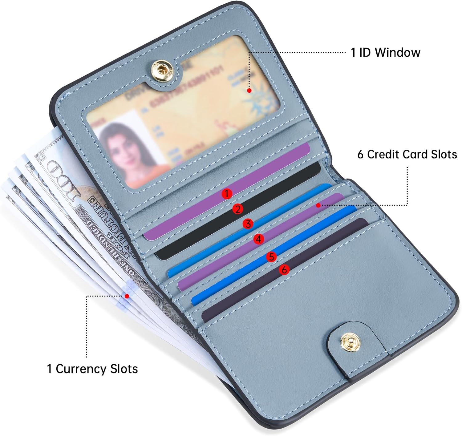 Thumbnail 2 de Toughergun Women's Slim Leather Wallet with RFID Protection 📙