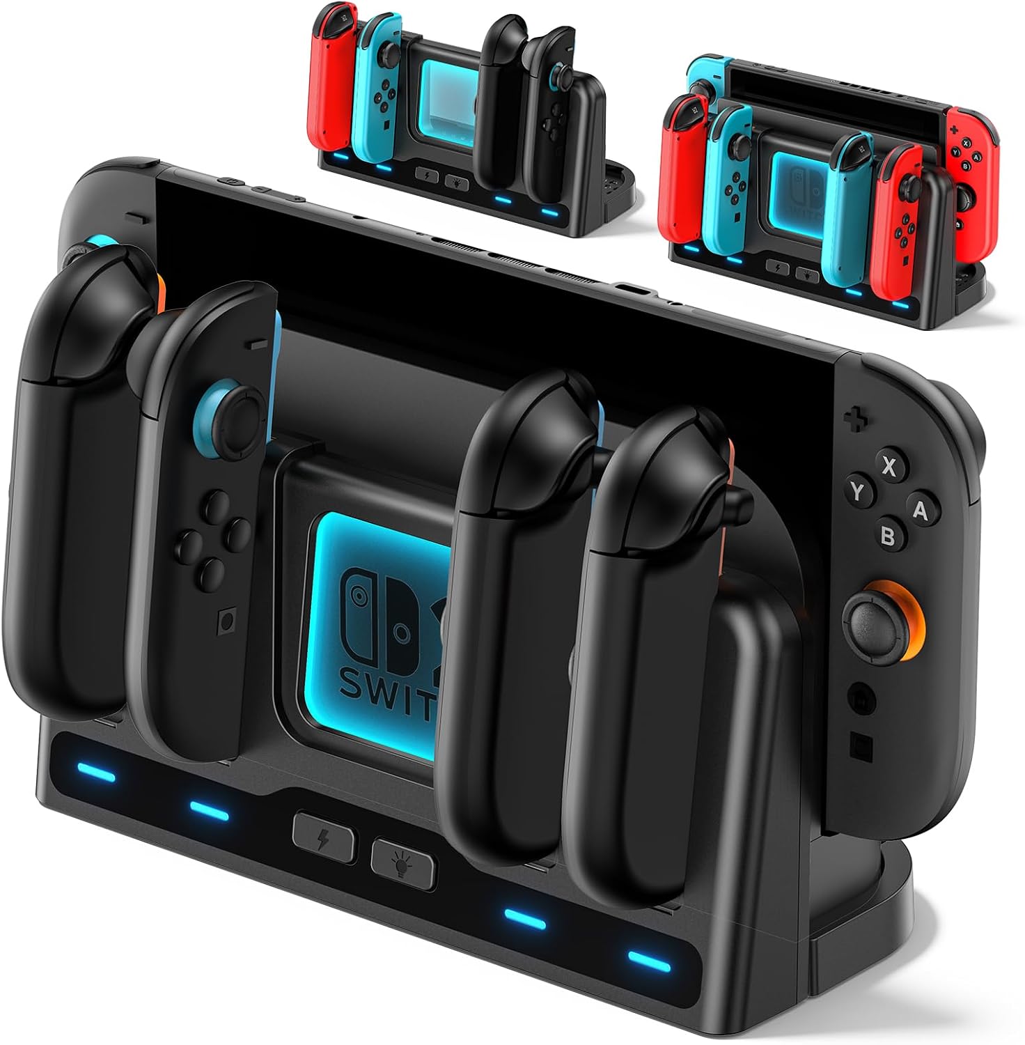 Detalle de for Mac Game Switch 2/1 Charging Dock Station: Dual Joycon Charging & Display Hub with 9 RGB Modes
