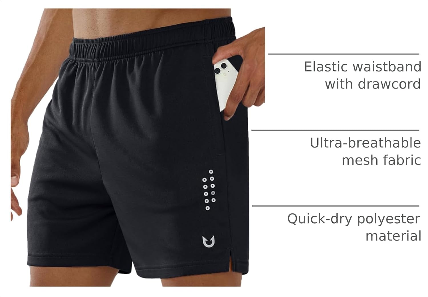 Detalle 2 de NORTHYARD Men's Athletic Gym Shorts: Quick-Dry 10/7/5" with Zipper Pockets